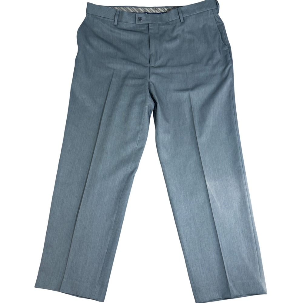 Saddlebred Mens Gray Dress Pants Flat Front Trousers 40x29 10-10834 Business
